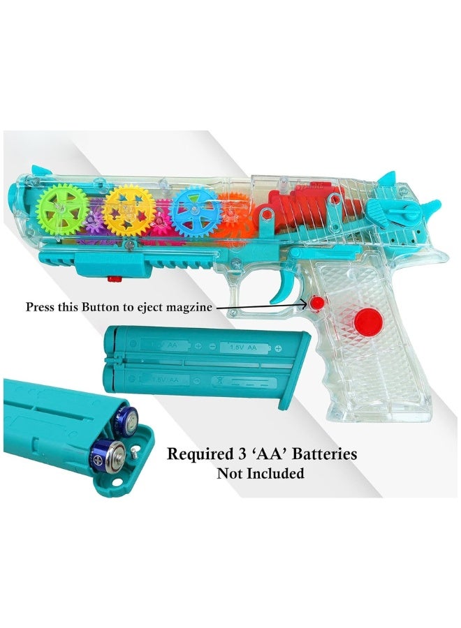 DAT Light-Up Transparent Gear Toy Gun with Sound & Moving Gears, Battery Operated (3×AA) – Kids 3+ - Image 4